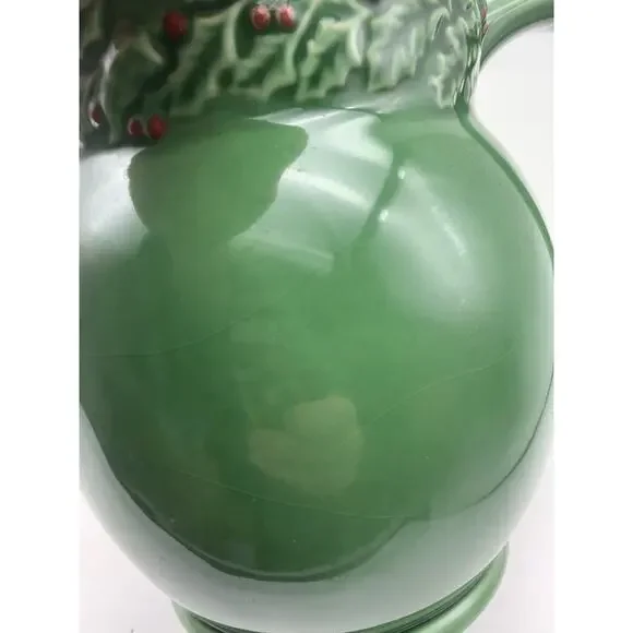 Vintage Ceramic Holiday HollyBerry Pitcher by Garden Ridge, 2005 Original Tag 8" - Picture 5 of 10